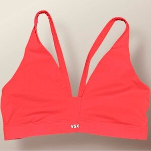 Victoria’s Secret VSX Sport Bra Coral Pink Strappy Back Padded V-Neck Medium M